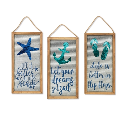 Gerson - Wood and Metal Nautical Signs - Set of 3