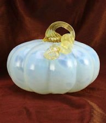 Ghost White Decorative Glass Pumpkin - Large