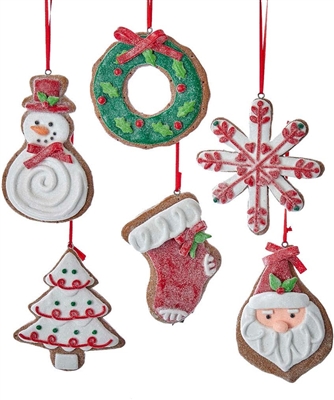 Kurt Adler - Gingerbread Christmas Cookie Ornaments set of 6