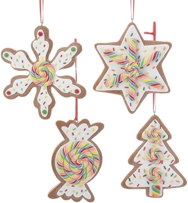 Kurt Adler - Gingerbread Cookie Shaped Ornaments Set of 4