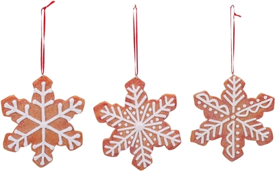 Kurt Adler - Gingerbread Snowflake Ornaments - Set of 3