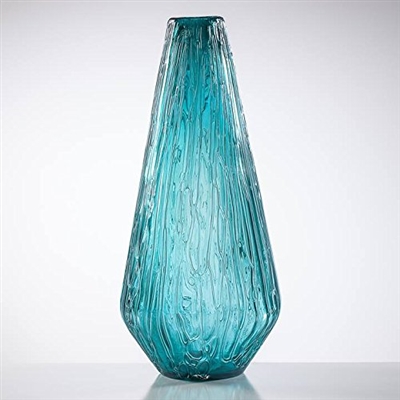 Glacier Tapered Glass Vase Tall - Teal - Torre & Tagus