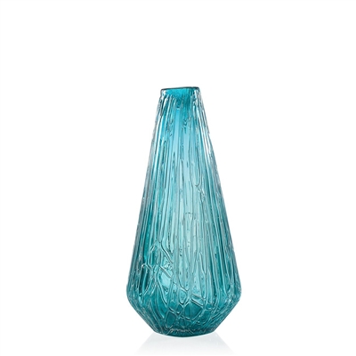 Glacier Tapered Glass Vase Short - Teal - Torre & Tagus