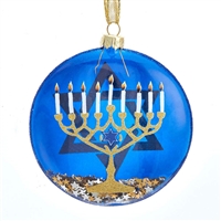 Kurt Adler - Glass  Hanukkah Disc Ornament, 100-mm / 3.94 inch