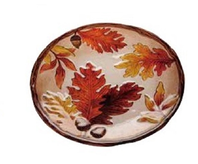 Glass Autumn Leaves Round Platter