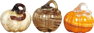 Transpac - Glass Autumn Pumpkins - Set of 3