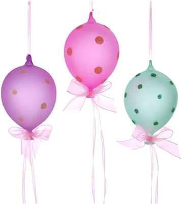 Kurt Adler - Glass Balloon Ornaments with Dots- Set of 3