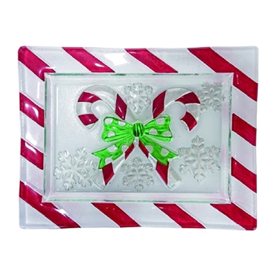Transpac - Glass Candy Cane Holiday Plate