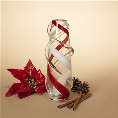 Gerson - Glass 'Candy Cane' Striped Vase - 11.8"