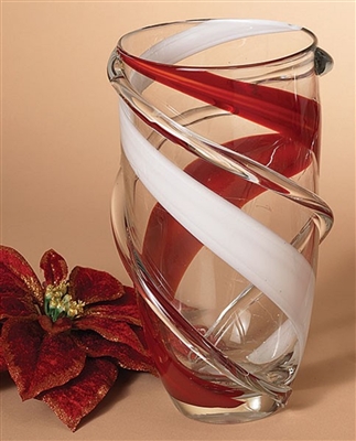 Gerson - Glass 'Candy Cane' Striped Vase - 10.5"