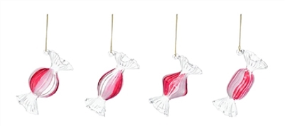 Transpac - Glass Candy Ornaments - Set of 4