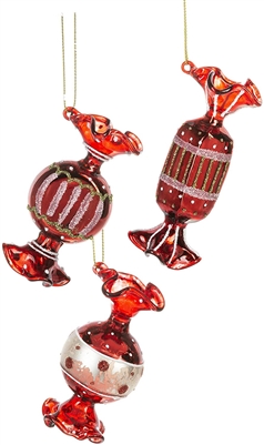 Ganz - Glass Candy Twist Ornaments - Set of 3