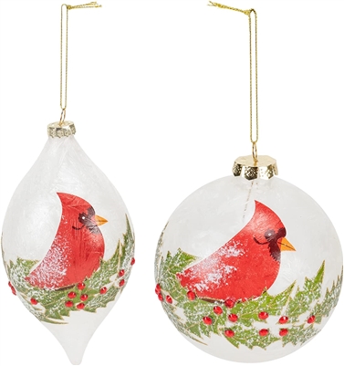 Kurt Adler - Glass Cardinal Ball and Finial Ornaments