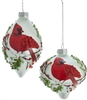 Glass Cardinal Pattern Ornaments - Set of 2 - Kurt Adler