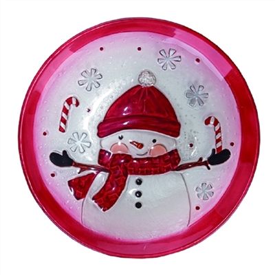 Transpac - Glass Snowman with Candy Cane Plate