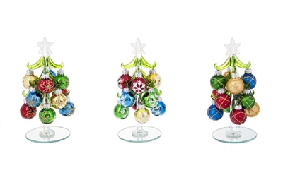 Glass Trees with Miniature Ornaments Clear Star Set of 3 - Ganz - 6.00  inches