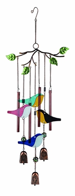 Glass and Metal - Bird Wind Chime - 32 inches
