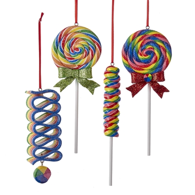 Kurt Adler - Glitter Lollipop Ornaments - Set of 2