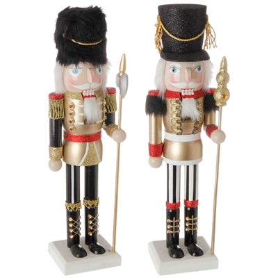 RAZ - 15" Gold, Red and Black Nutcrackers - Set of 2