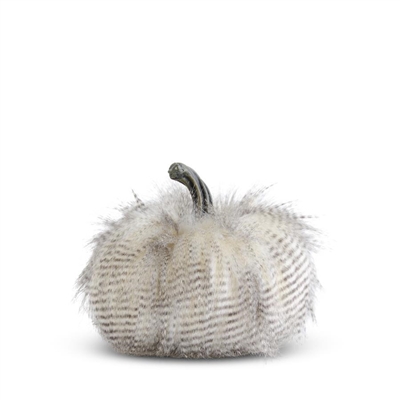 K&K Interiors - 7 Inch Gray Three Tone Faux Fur Pumpkin