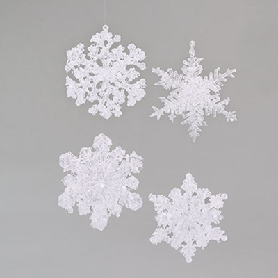 Iced Snowflake Ornaments - Set of 4