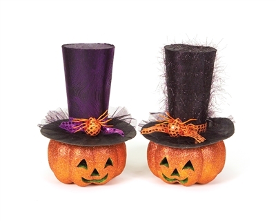 Jack-O-Lantern With Removable Top Hats