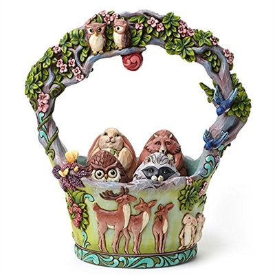 Jim Shore Woodland Basket with 4 Eggs