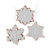 Kurt Adler - Gingerbread White Iced Snowflake Ornaments - Set of 3