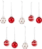 Kurt Adler - Red and White Glass Balls 40mm set of 9