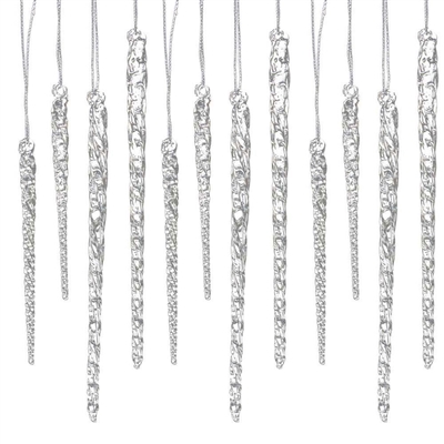 Kurt Adler - 24 Piece Clear Glass Icicle Ornaments -  3-1/2-Inch-5-1/2-Inch