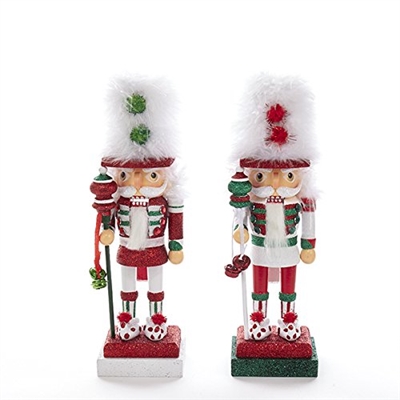 Kurt Adler - Hollywood Red, White and Green Feather Hat Nutcracker