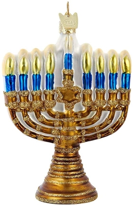 Kurt Adler - Noble Gems Gold Menorah Hanukkah Ornament