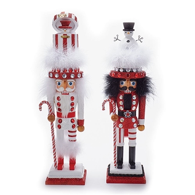 Kurt Adler - 18" Hollywood Snowman Hat Nutcracker - Set of 2