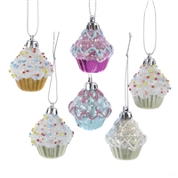 Kurt Adler - 2" Cupcake Ornaments - Set of 6