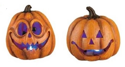 Light Up Fun Face Pumpkins - Set of 2