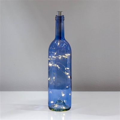 Lighted Blue Wine Bottle - LED Torre & Tagus