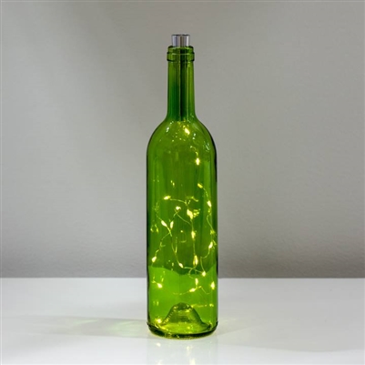 Lighted Green Wine Bottle - LED Torre & Tagus