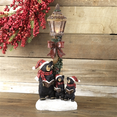 Lighted Lamppost with Bears - 18"