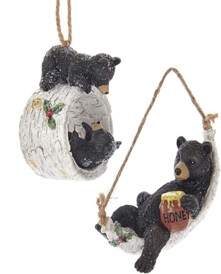 Kurt Adler - Little Bears Birch Ornaments set of 2