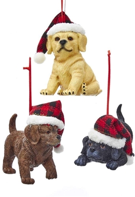 Kurt Adler - Lodge Puppy Ornaments - Set of 3