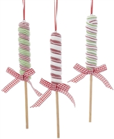 Kurt Adler -  Long Swirl Lollipop Ornaments - Set of 3