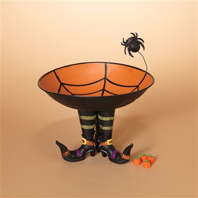 Gerson - Metal Halloween Candy Bowl with Witches Boots