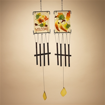 Gerson - Metal and Fused Glass Harvest Wind Chimes - Set of 2-31.5 inches