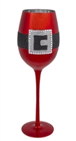 Grasslands Road - Metallic Red Santa Belt Wine Glass