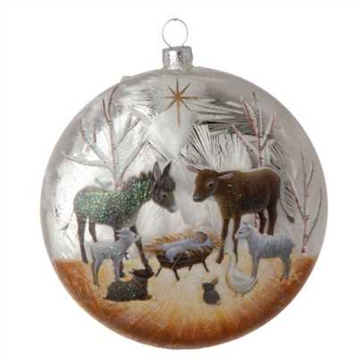 RAZ Imports - Nativity Manger Scene with Baby Jesus and Animals - 5" Glass Disc
