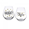 Grasslands Road - Naughty or Nice Stemless Wine Glasses - Set of 2