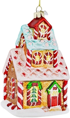 Noble Gems - Glass Gingerbread House Ornament
