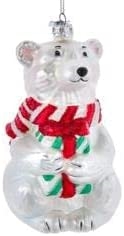 Kurt Adler - Noble Gems Glass Polar Bear with Gift Ornament