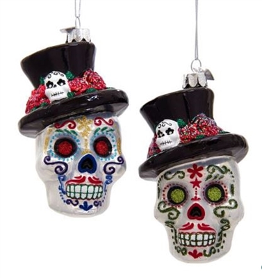 Kurt Adler - Noble Gems Skeleton Head Ornaments - Set of 2