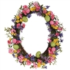 Oval Easter Wreath with Flowers and Eggs - 18" x 14"